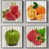 4 cuadros de frutas varios colores con marco para darle vida a tu cocina.